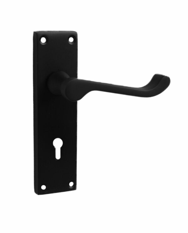 Victorian Scroll Lever Lock Matt Black