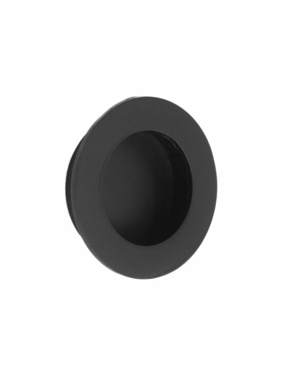 Recess Door Pull Round Matt Black