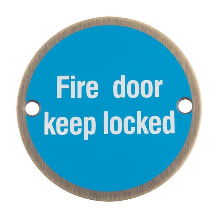 Fire Door Keep Locked Ant/Brass